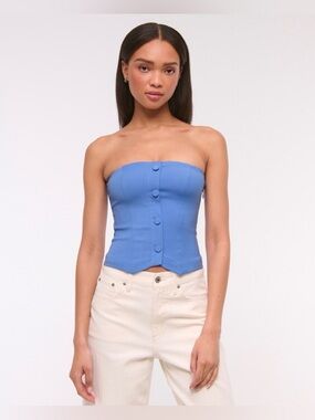Abercrombie & Fitch Strapless Cropped Tailored Vest